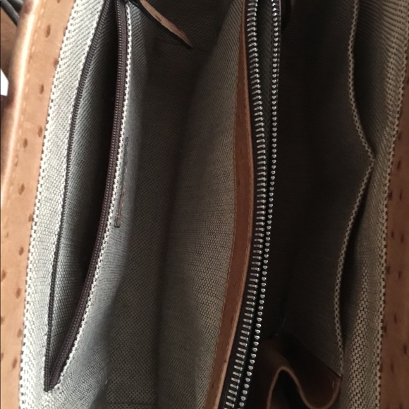 Dooney & Bourke Tan Ostrich Leather Satchel. - Picture 7 of 8